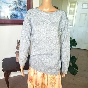 NWT Talbots m marled grey ribbed yoke button shoulder detail oversized